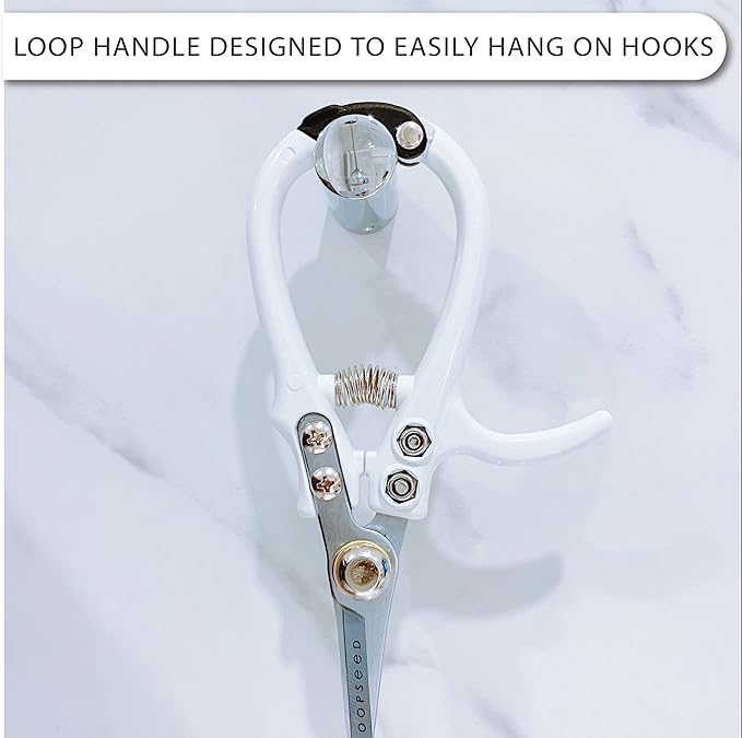 Loopseed Precision Plant Pruning Shears - Straight Blade, White