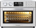 28QT Air Fryer Toaster Oven Combo, Large 12-in-1 Convection Countertop Oven with 3-Layer Cooking, Rotisserie for Chicken, 6 Heating Tubes, Fast Preheat, Fit 11" Pizza, Stainless Steel