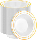 BESTSTAR 200 Pack Disposable Soup Bowls with Gold Rim