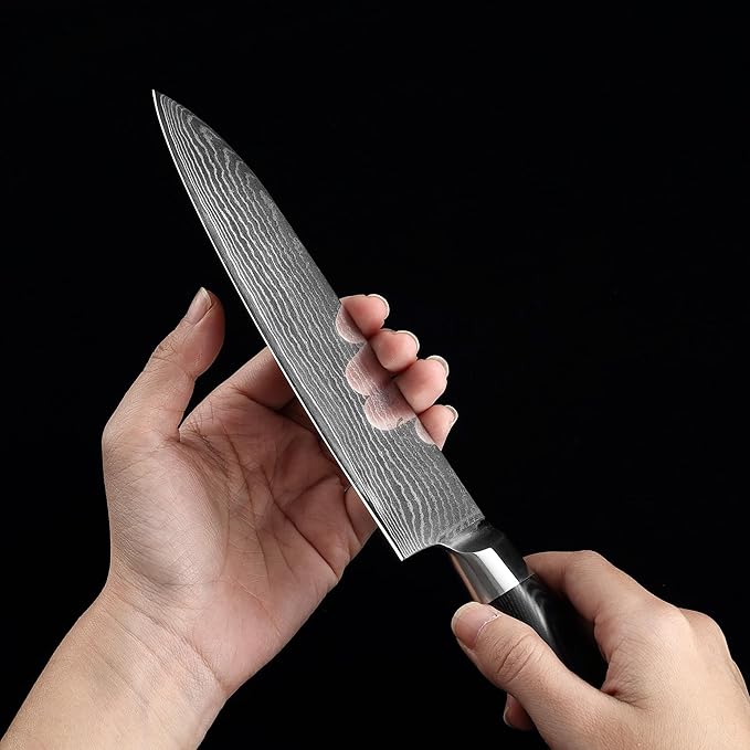 Wakoli Mikata Santoku Knife Set, 3-Piece VG10 Damascus, Micarta Handles