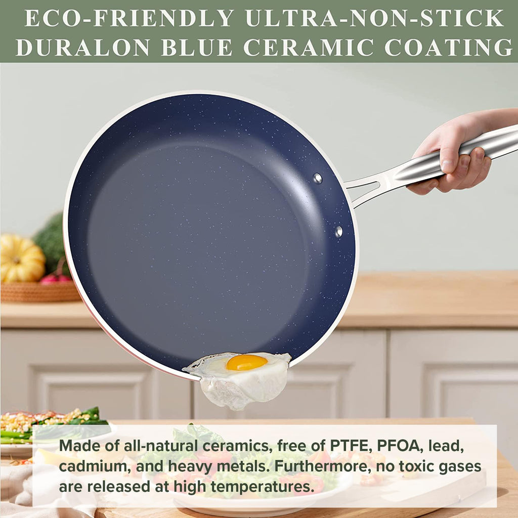 Nuwave 9pc Cookware Set Healthy Duralon Blue Ceramic Nonstick Coated