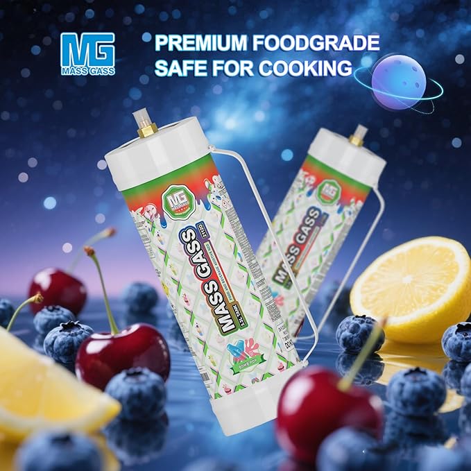 MassGass Whipped Cream Chargers 3.3L 2112g Whip Cream Charger Cylinder Bomb Pop Flavor(2 Cylinders)