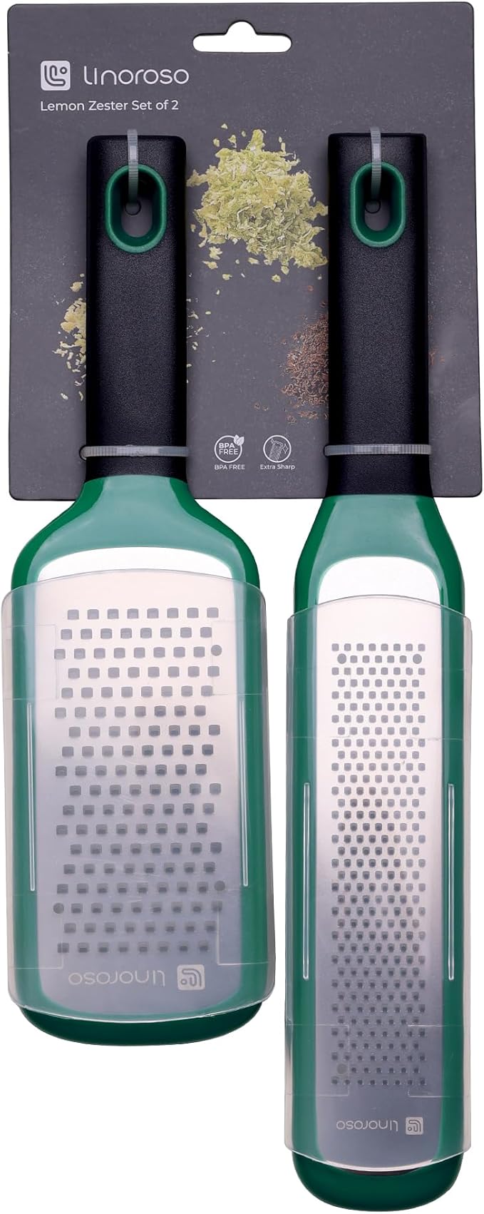 linoroso Lemon Zester Grater of 2, Kitchen Tool for Cheese, Garlic, Nutmeg