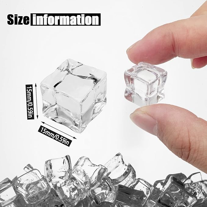 LYFJXX Fake Ice Cubes, 15mm, 100 PCS
