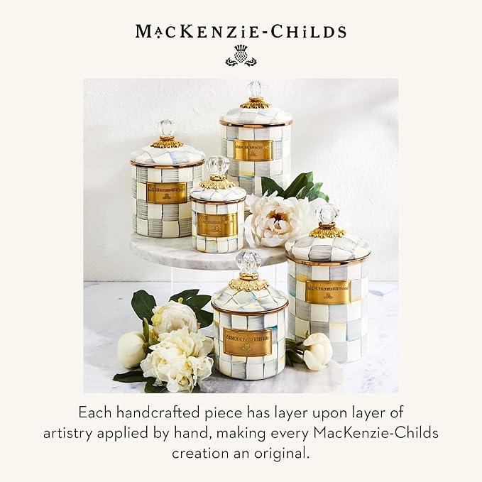 MACKENZIE-CHILDS Enamel Canister, Small, Gray-and-White Sterling Check