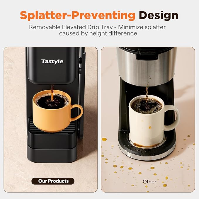 Tastyle Hot & Iced Coffee Maker with Magnetic K-Pod Holder, Fits 7.3'' Mug