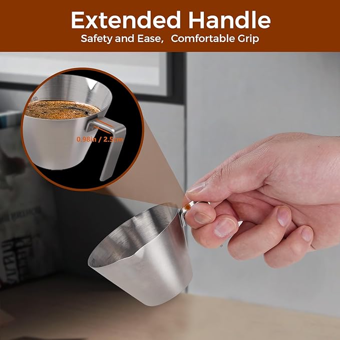 3 Pc Stainless Steel Espresso Shot Cups, 3.4oz/100ml, Silver