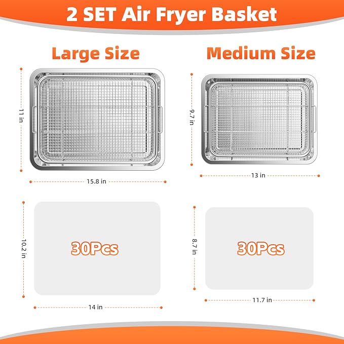 Air Fryer Basket for Oven,Oven Air Fryer Basket and Tray with Cooking Guide