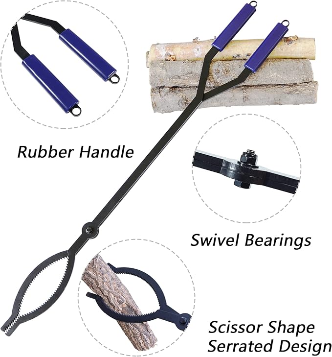 CKLT 40in Heavy Duty Fire Tongs with Scissor Shape Serrated