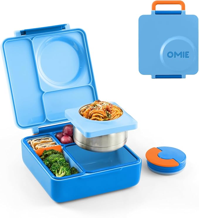 Omie OmieBox Kids Insulated Leakproof Bento Lunch Box with Food Jar (Blue Sky)