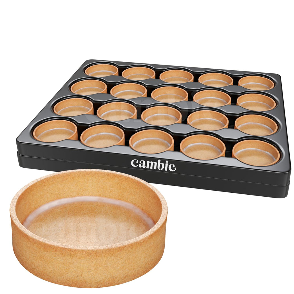 Cambie Sweet Round Medium Tart Shells, 2.17" in Diameter, French Style Tart Shells with White Chocolate Coating (Pack of 40)