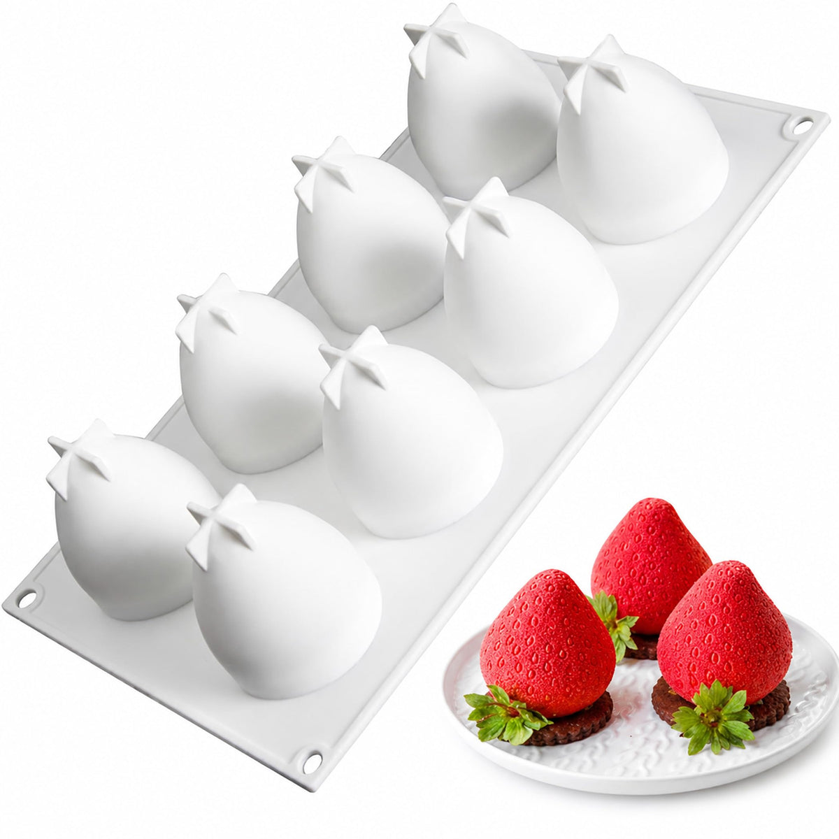 OCPO Kitchen Orange Silicone Mold for Baking Mousse Cake, 8 Cavities