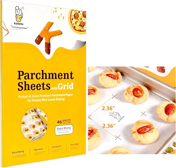 Katbite Precut Parchment Paper Sheets with Grid Lines, 12x16 Inch, 46 Pcs