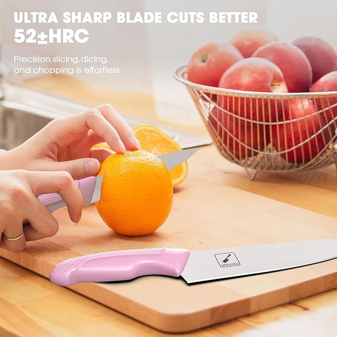 imarku 14-Piece Japanese High-Carbon Stainless Steel Kitchen Knife Set，Pink