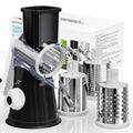 Cheese Grater Hand Crank, Rotary Cheese Shredder with 3 Interchangeable Blades for Coarse, Fine Shredding and Slicing, Strong Suction Base for Pizza, Pasta, Salad, Vegetables, Nuts, Chocolate