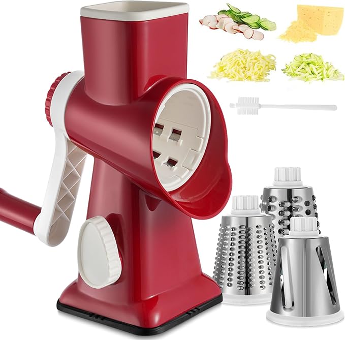 EDEFISY Cheese Grater Hand Crank Rotary Vegetables Shredder with Handle