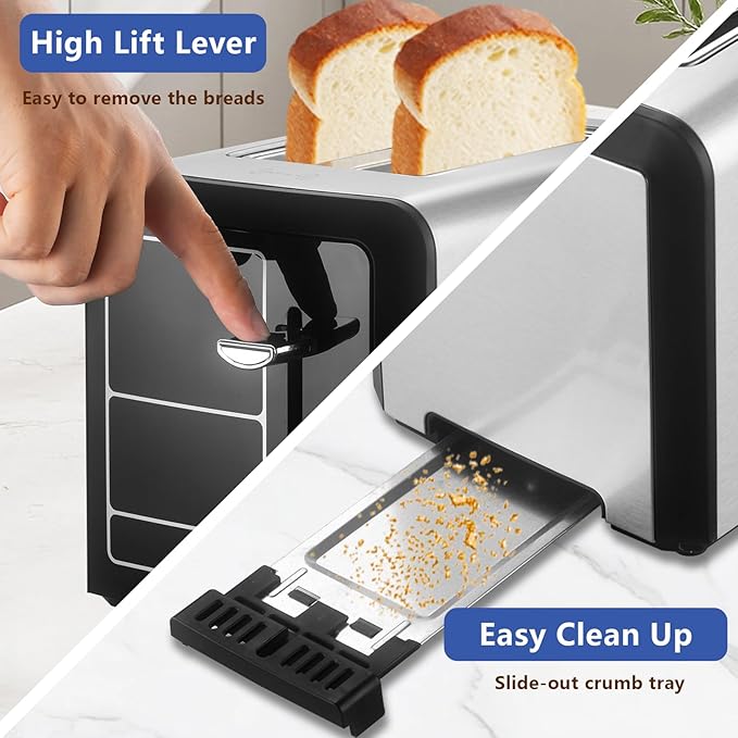 SAKAMOSH 2-Slice Touchscreen Toaster with bagel function