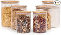 Wnaraa Glass Storage Containers with Lids, Glass Jars with Bamboo Lids, Large Food Storage Jar, Sugar, Pantry Storage Container for Pasta Rice Flour Oats Nuts Tea Spice (Round 27oz*2+54oz*2+100oz*2)