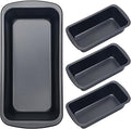 Patelai 4 Pack Small Loaf Pans for Baking Bread Non Stick Bread Pan Rectangle Baking Tray Toast Mold(Black,7.32 x 3.78 Inch)