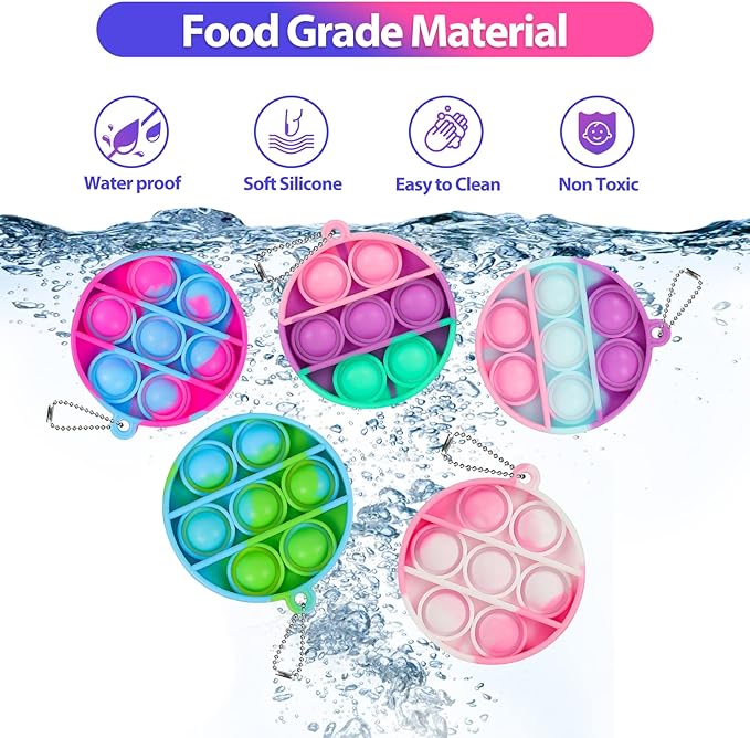 Pop Fidget Toys Bulk Its Kids Party Favors 30 Pack Round Mini Pop Keychain