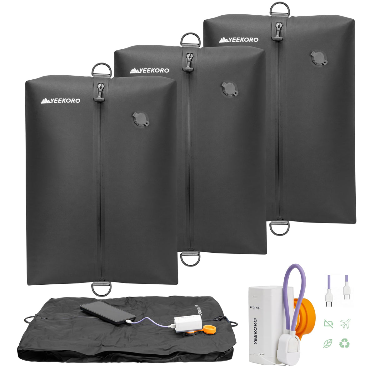YEEKORO Vacuum Bag for Travel,IPX8 Waterproof Reusable Compression Bags
