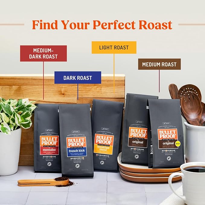 Bulletproof Breakfast Blend Light Roast Ground Coffee, 12 oz – Clean Coffee Tested for Toxins, Smooth Low-Bitter Taste, Notes of Chocolate, Orange & Berry, Keto & Fasting Friendly