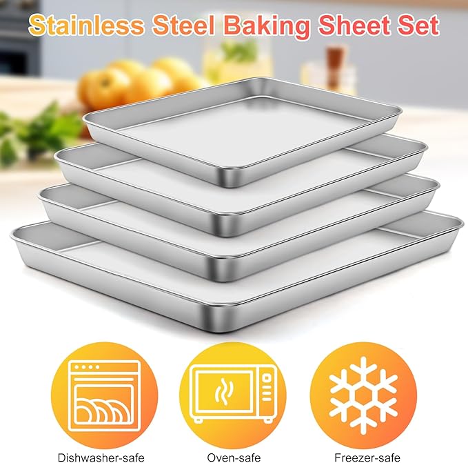 Gdotmely Baking Sheet Set, 4 Pack, 9 10 12 16 Inch