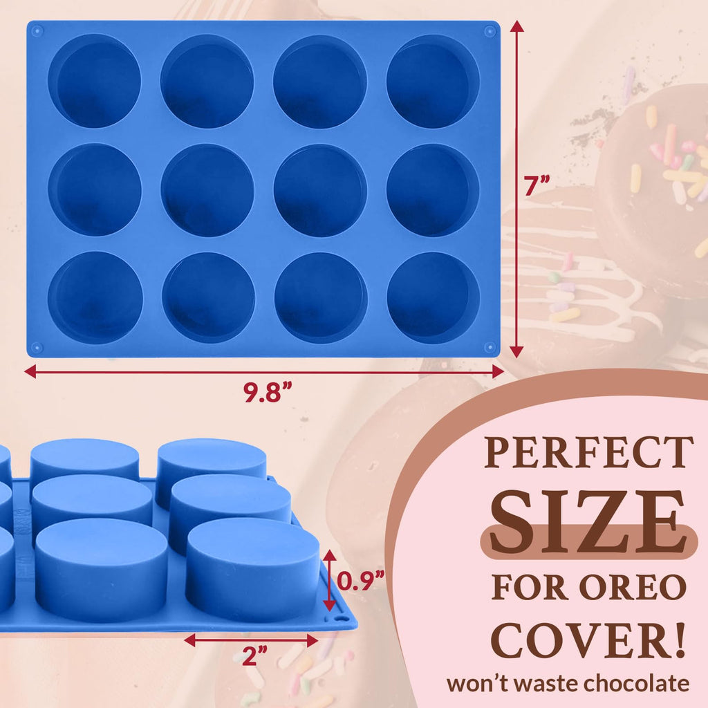 HKNMTT Silicone Round Cookie Mold, 4 PCS Candy Chocolate Moulds, 12-Cavity Cylinder Non-Stick Food Grade BPA Free Moulds for Making Handmade Soap Mini Cake Jelly Brownie Pudding Jello