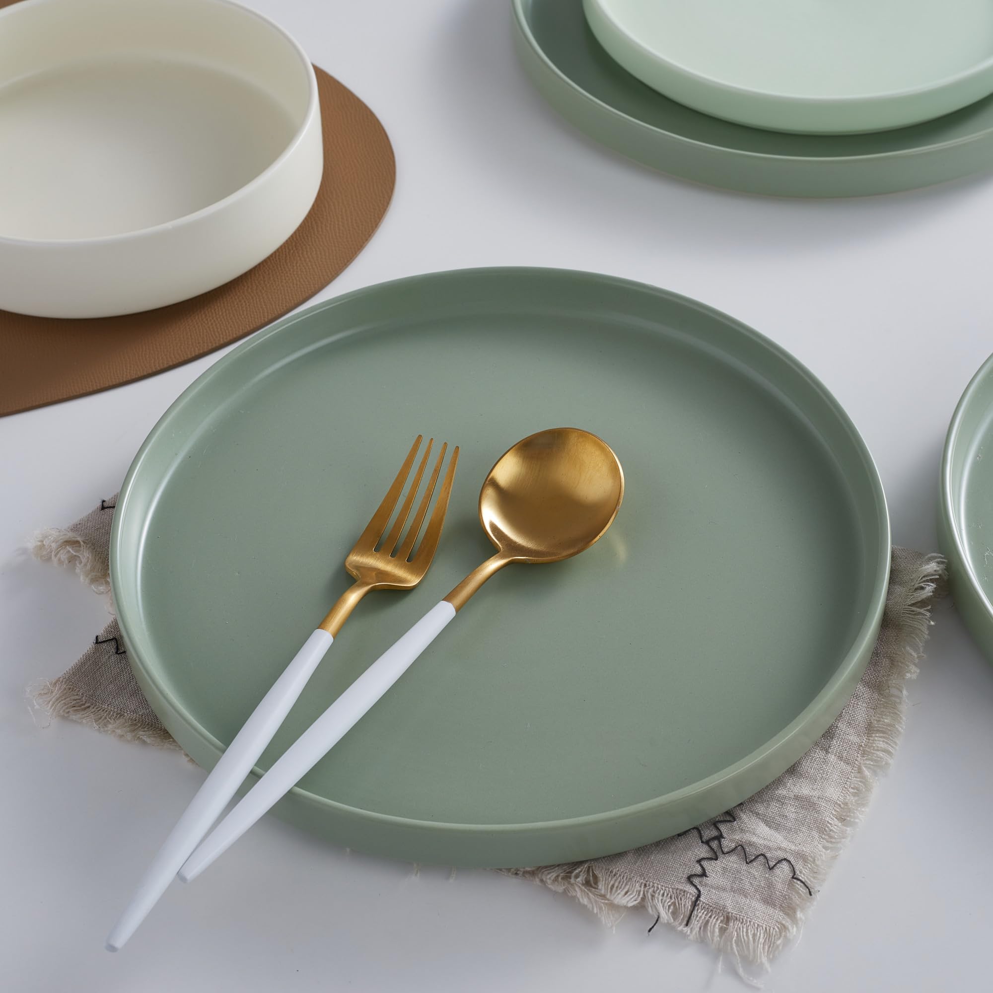 Stone Lain Stella Dinner Plate 6-Piece Set, Round, Porcelain, Honeydew
