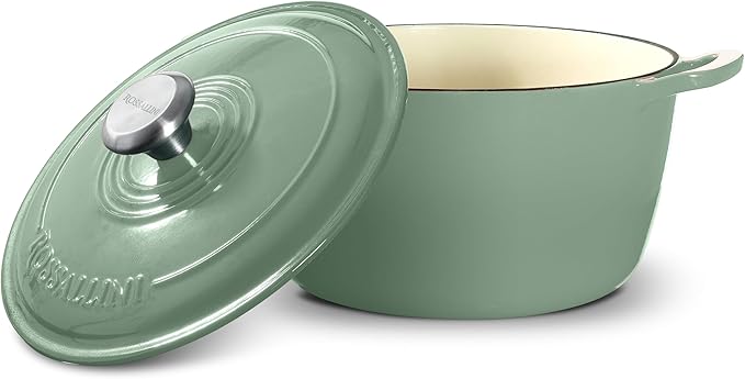 Signature Enameled Cast Iron Dutch Oven, Non-Stick Serving Pot with Tight Fitting Lid for Perfect Roasting, Baking, Sauteing, and Bread Making | 5.5Q (5.2L) - Sage