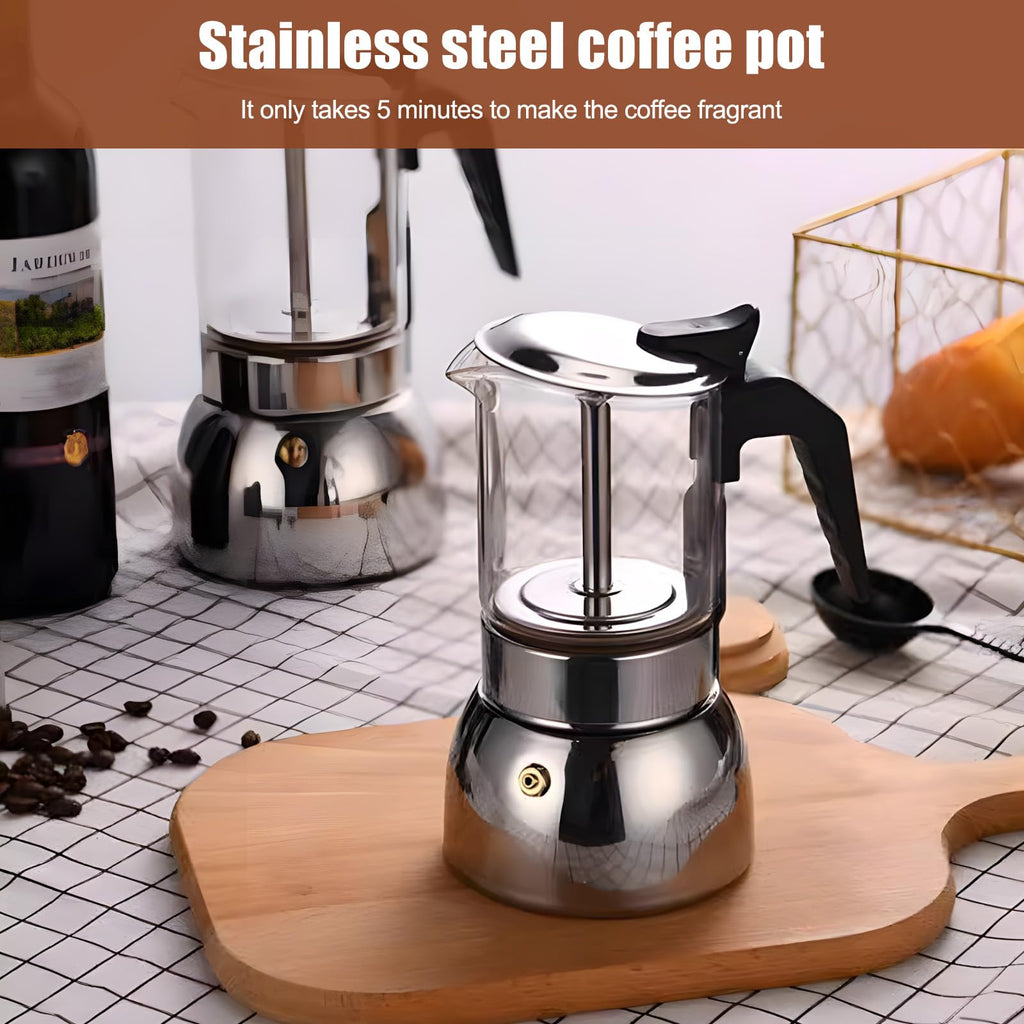 Houkiper Stovetop Espresso Maker, 4Cup 200ML Stovetop Italian Coffee Maker