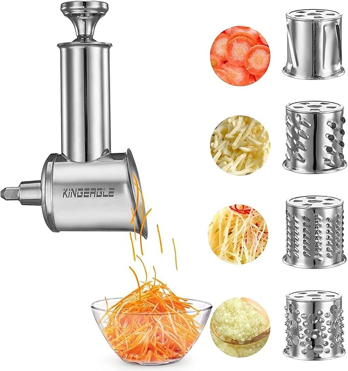 KINGEAGLE Stainless Steel Slicer Shredder Attachment For KitchenAid Mixer, Cheese Grater, Food Slicer, Accessories For KitchenAid, 6.9*5.4 Inch