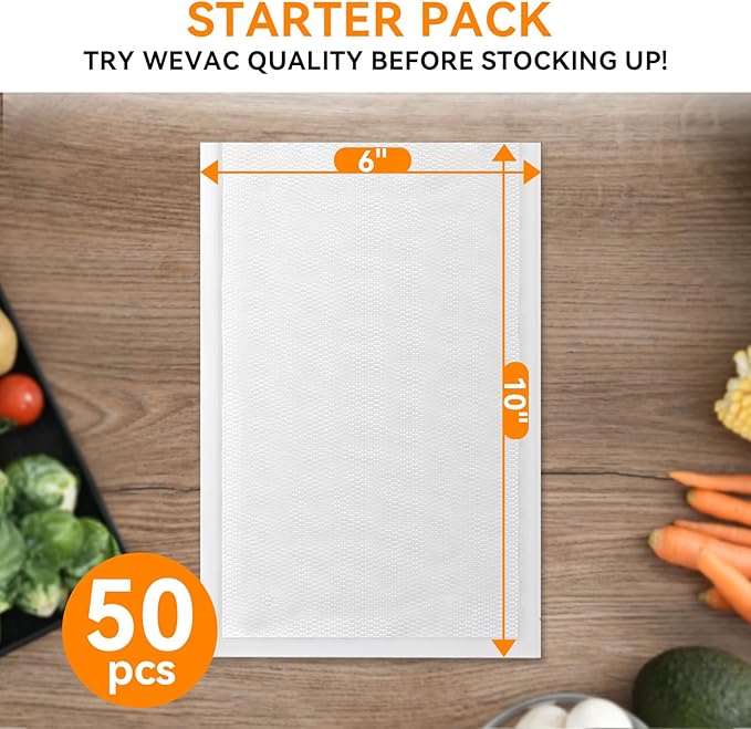 Vacuum Seal Bags for Food, Pint 6″x 10″50 Pcs, BPA Free Food saver Bags