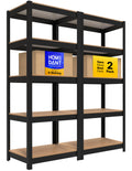 HOMEDANT House 24.4" W 5 Tier Heavy Duty Garage Shelving Adjustable Metal Rack Storage Shelves Standing Shelf Unit Organizers Pantry Closet Office Black 2Pack