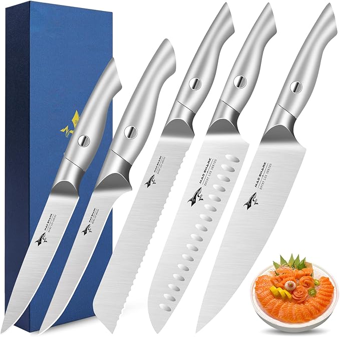 MAD SHARK Kitchen Knife Set,5PCS High Carbon Stainless Steel Chef Knife Set