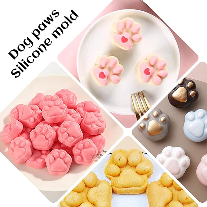 2 PCS Mini Silicone Molds, 138 Cavity Dog Paw Print Non-Stick Silicone Molds for Baking Biscuits, Cookie, Candy, Chocolate, Jelly Pet Treats Mold