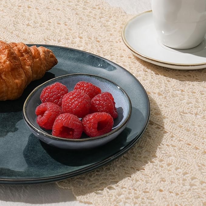 famiware Ceramic Soy Sauce Dish, 2.1oz Dipping Bowl Set of 6, Blue
