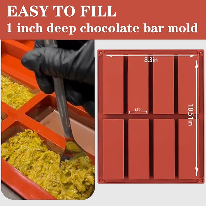 Gobrevv Chocolate Silicone Molds For Baking，Granola Cereal Candy Bar Mold
