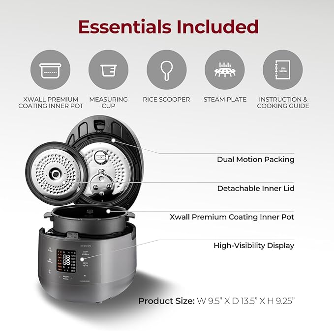CUCKOO Twin Pressure Rice Cooker, 12-Cup Cooked, Gray, CRP-ST0609FG