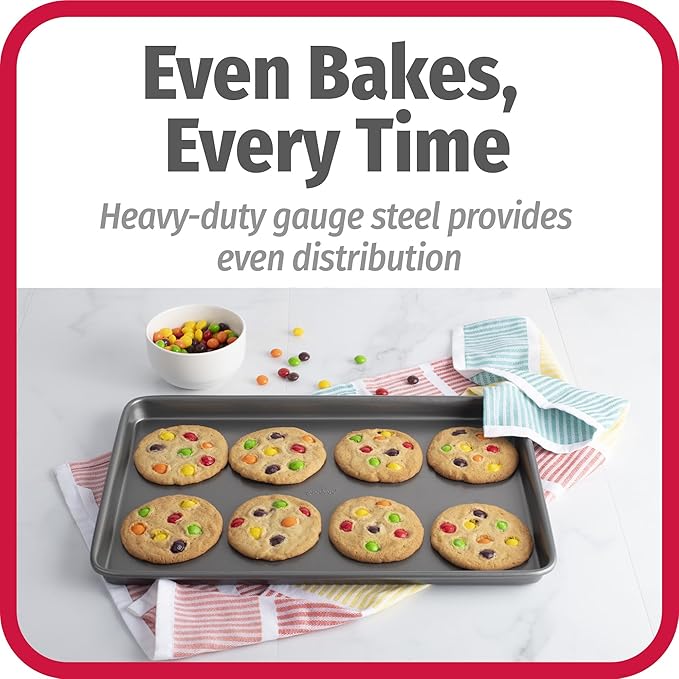 GoodCook Everyday Nonstick Baking Sheet Set, 3 Pack Includes Small (13×9) Medium (15×1) and Large (17×11) Pans Carbon Steel Construction Cookie Sheets Bakeware Set, Gray