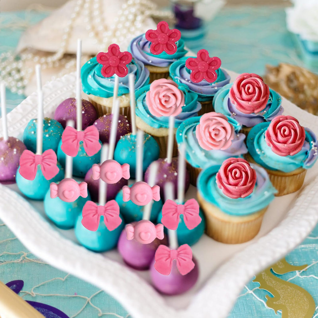 2PCS Flower Candy Molds Flower Shape Chocolate Molds, 18 Cavity Pink