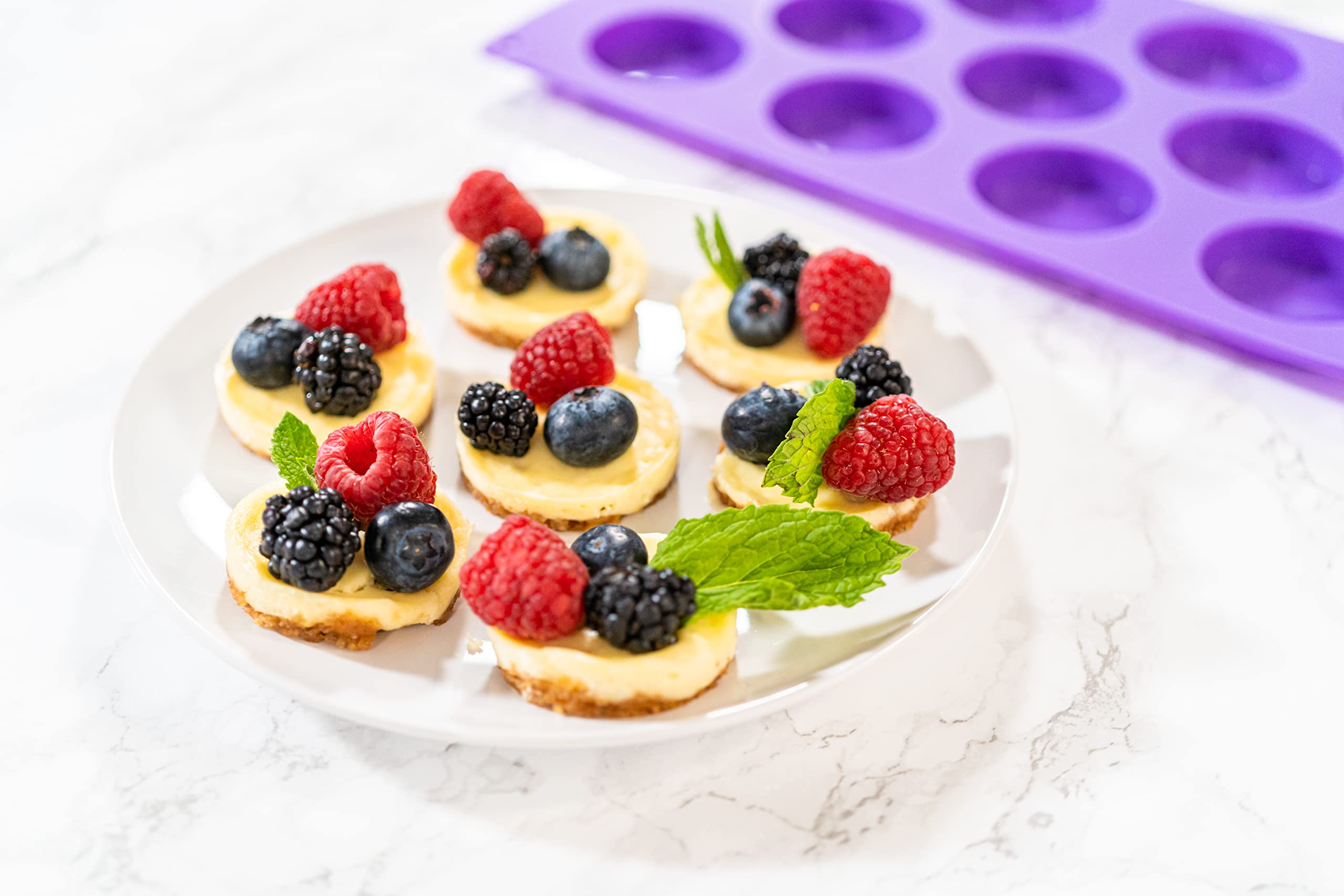 Bakerpan Silicone Mini Round Baking Molds 1.9" - Set of 2 Nonstick Molds for Muffin Tops, Tarts, Cookies, Chocolate, Mini Cheesecakes & Whoopie Pies - BPA-Free