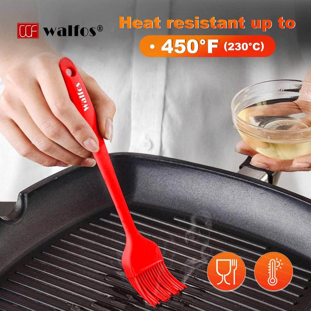 Walfos Silicone Pastry Brush, 600℉ Heat Resistasnt Basting Oil Butter Sauce Brush for Baking,BBQ Grill,Kitchen Cooking,BPA Free and Dishwasher Safe (5 Pcs)