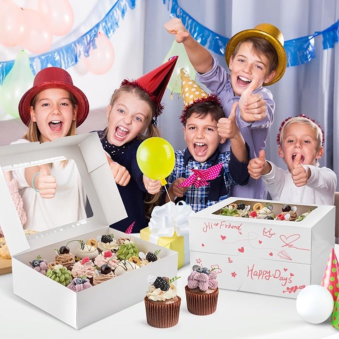 Kucoele 12 Count White Cupcake Boxes, 13 x 10 x 4 Inches, 6 Pack