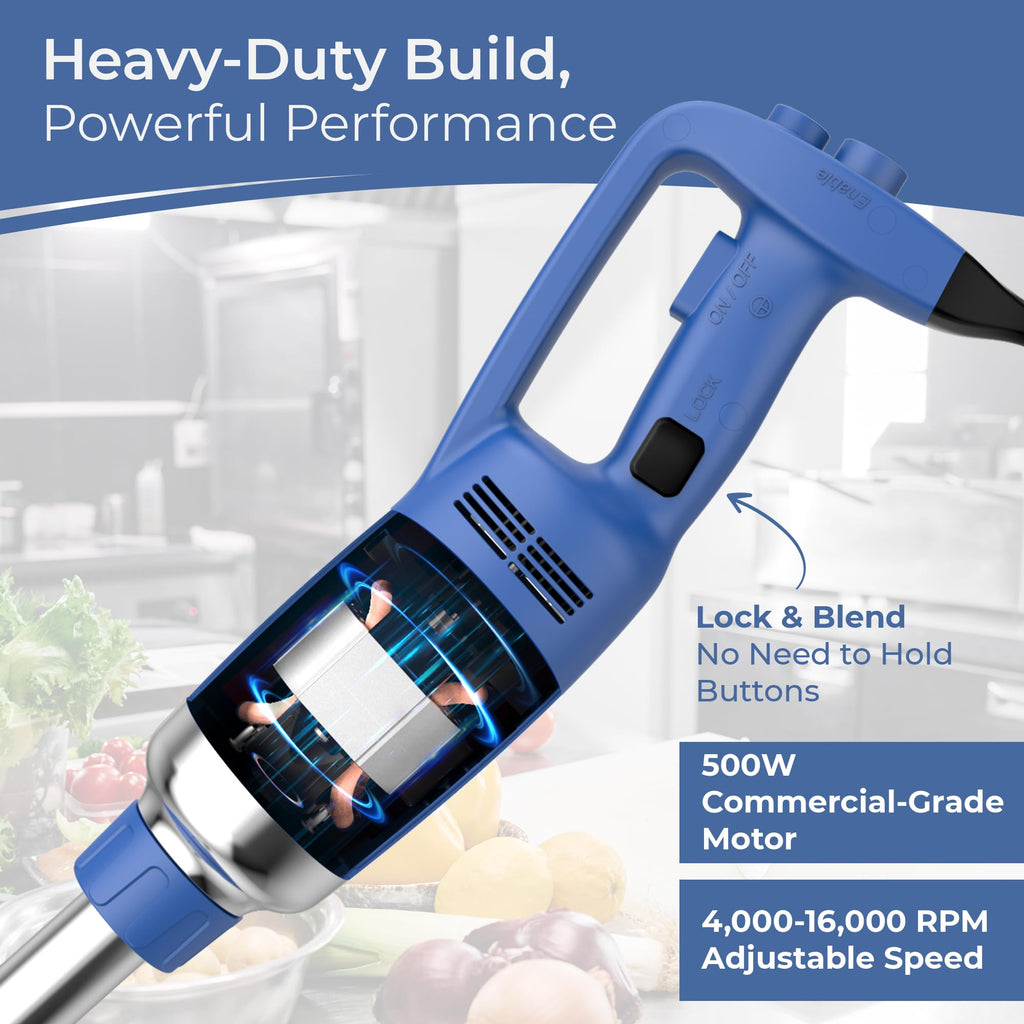 TK Commercial Immersion Blender 500W Heavy Duty for Restaurants - 16" Shaft