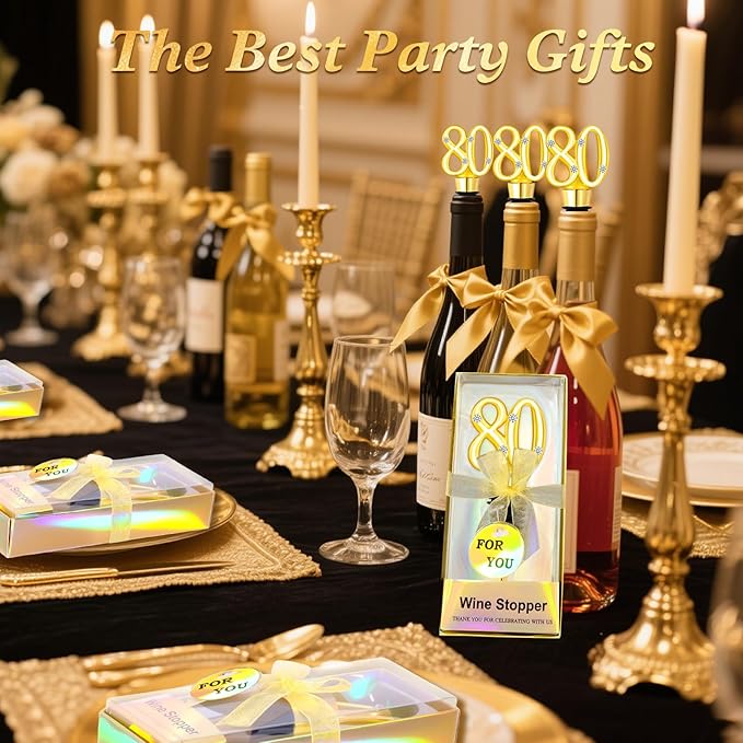30Pcs 80th Birthday Party Favors Wine Stopper 80 Years Old Wine Bottle Stoppers With Gift Box For 80th Wedding Anniversary Party Favor Decoration Souvenirs Wedding Guest Wine Stopper Individual Gift