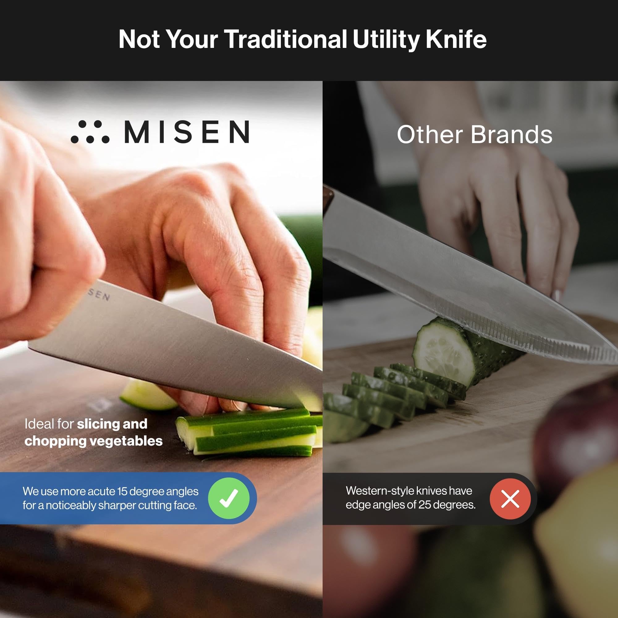 Misen 6.8" Chef Knife – High Carbon Japanese AUS-10 Stainless Steel – Hybrid German & Japanese Blade – Precision Kitchen Knife for Professionals & Home Cooks – Ultimate Cutting Performance - Gray