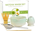 Matcha Whisk Set, Japanese Tea Set Includes Matcha Bowl with Spout, Bamboo Whisk, Ceramic Chasen Holder, Scoop, Sifter, 5 pcs Traditional Tea Making Kit for Matcha Lovers Women Men