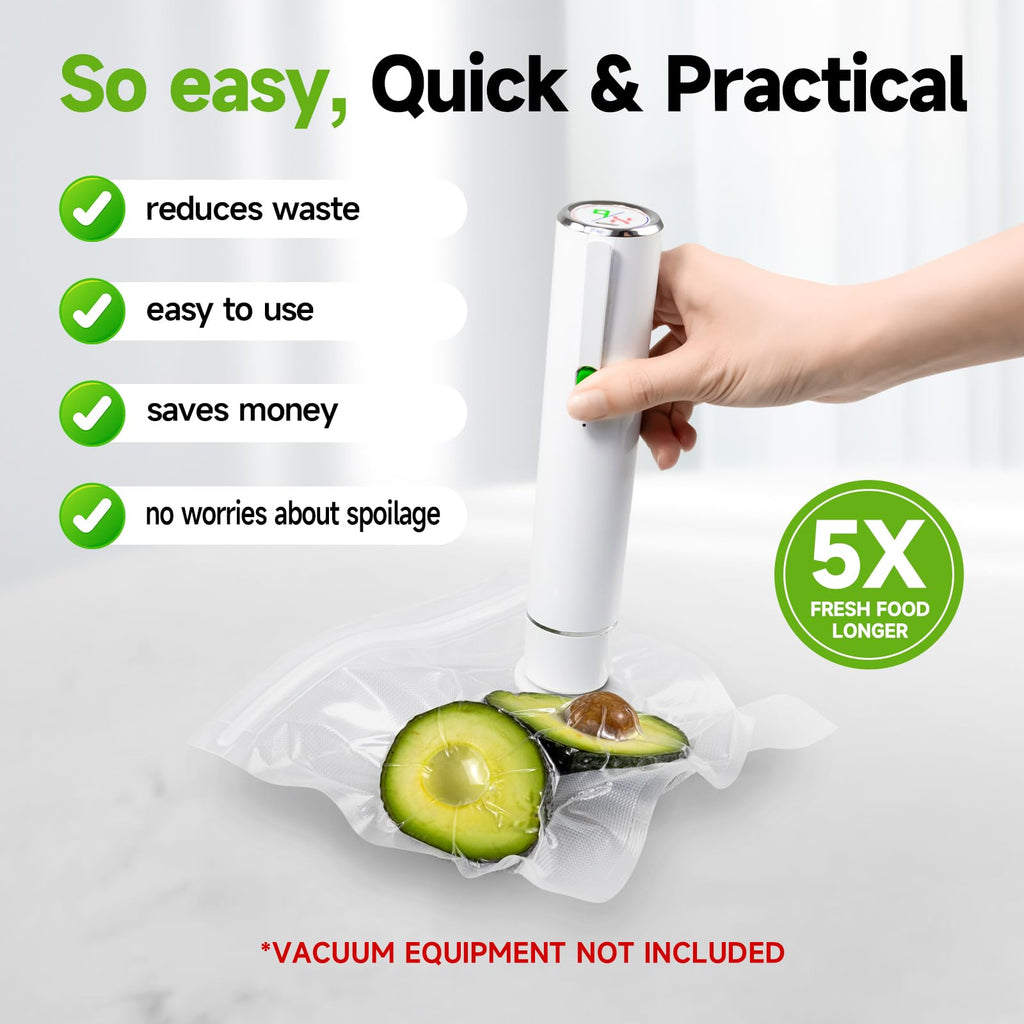Vixino Vacuum Sealer Bags, 30 Reusable Vacuum Sealer Bags for Food, BPA-Free, Meal Prep and Sous Vide Cooking,Works for Handheld Sealer and Vac Sealer Machine with External Vacuum Systems