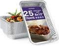 MATANA 25 Pack 8x12 Foil Aluminum Pans Disposable Trays - Ideal for Roasting, Baking, Lasagna, Cakes, Tarts, Bread, Crawfish, Chafer, Party